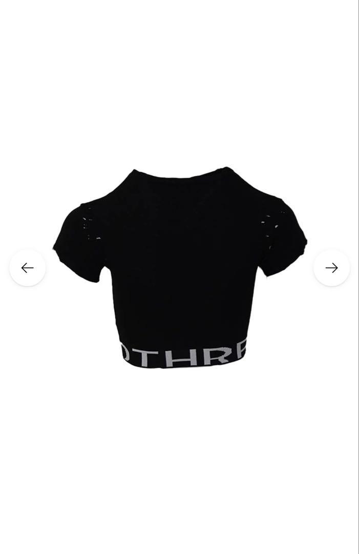 S damage tops half logo Black/WHITE