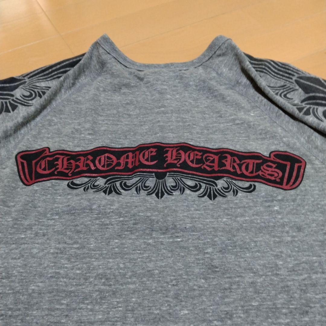 希少　クロムハーツスクロールプリント　７分丈Ｔシャツ　М　グレー