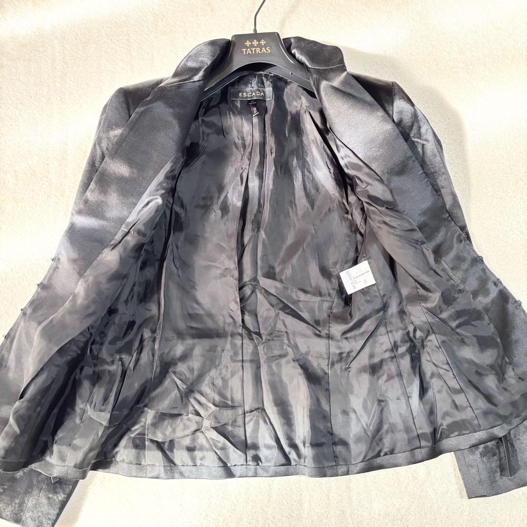 エスカーダ ESCADA シルク混 レースジャケット 艶 立ち襟 柔らか