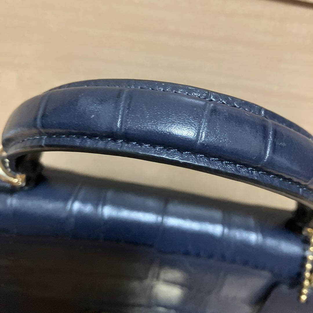 美品 コーチ 2way ミッドナイト ショルダーバッグ クロコ型押し