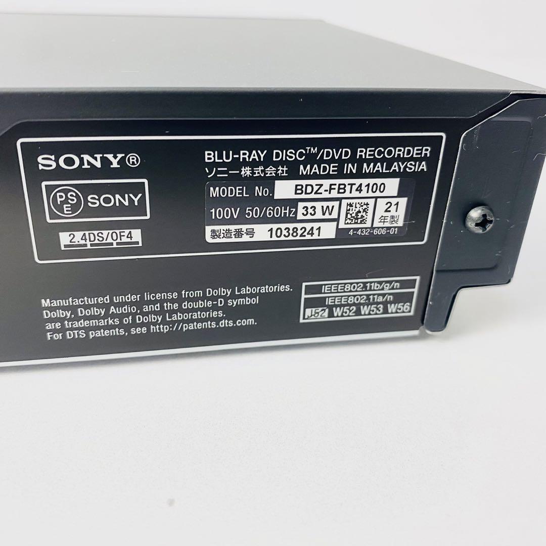 【美品】ソニー 4Kブルーレイレコーダー BDZ-FBT4100 4TB