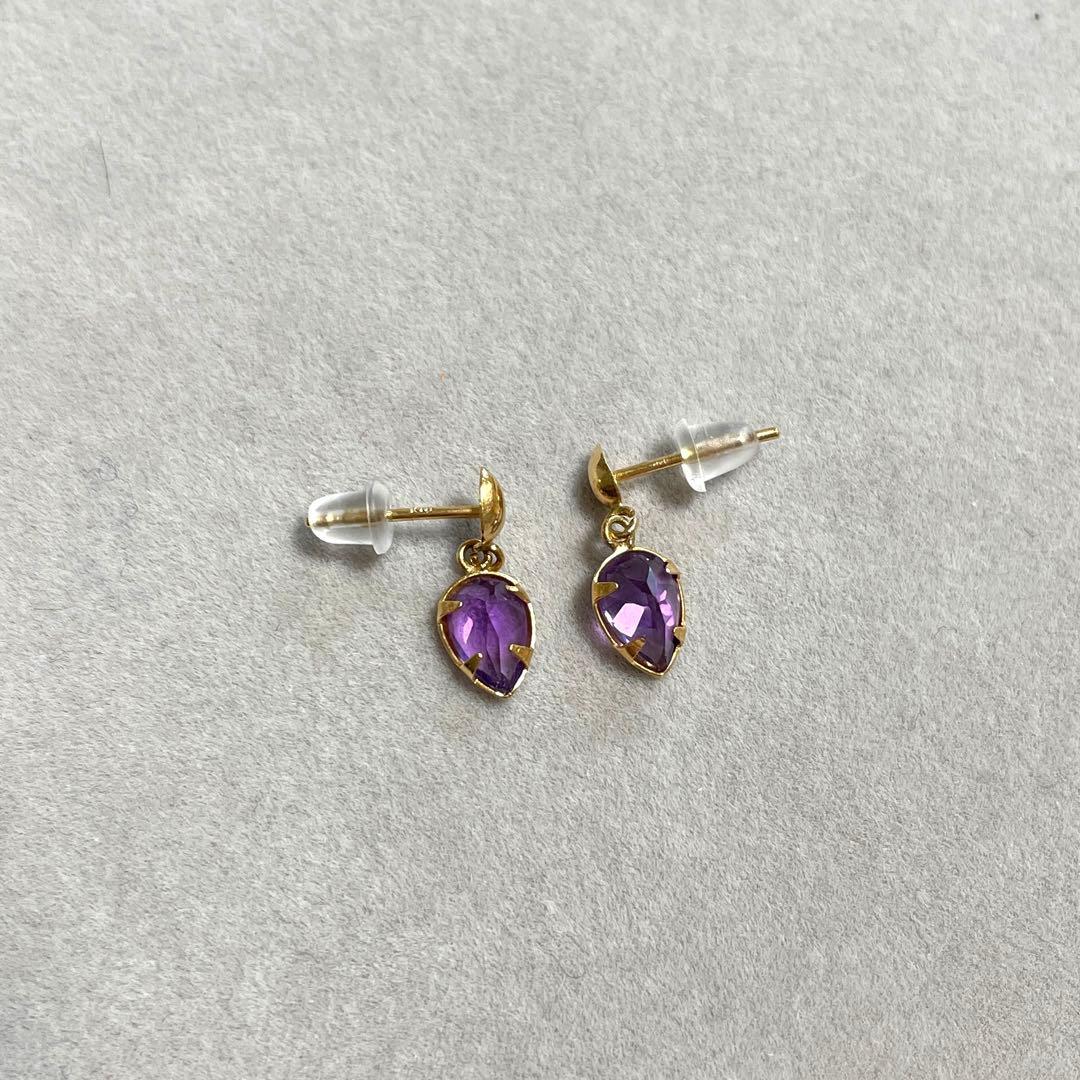 アメジストピアス K18 両耳用 スタッドピアス目立った傷や汚れなし