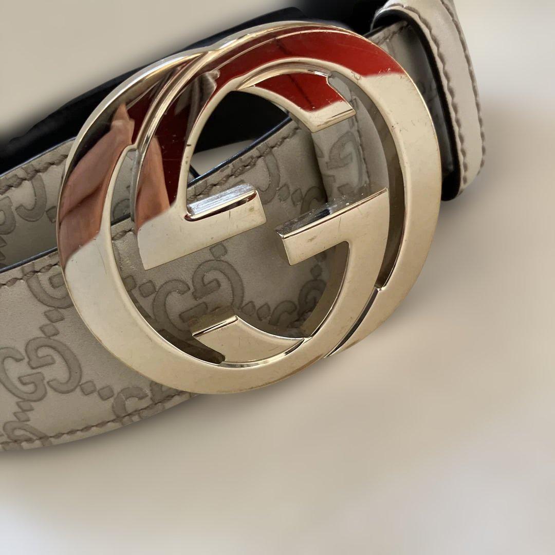 GUCCI ベージュ GGパターン レザーベルト - メルカリ
