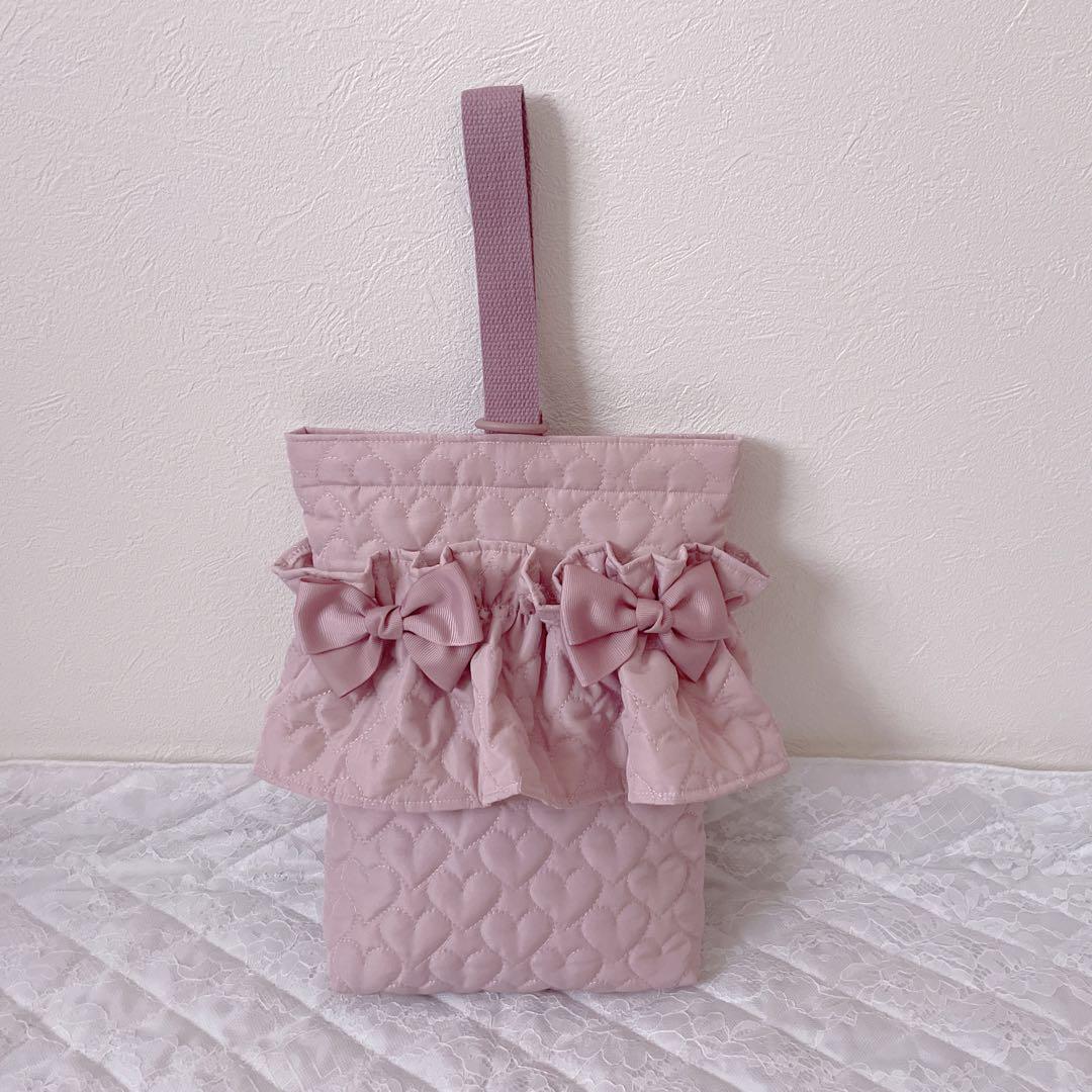 レッスンバッグ.体操服入れ.上靴袋3点セット♡ハート柄キルティングくすみピンク レッスンバッグ.体操服入れ.上靴袋3点セット♡ハート柄