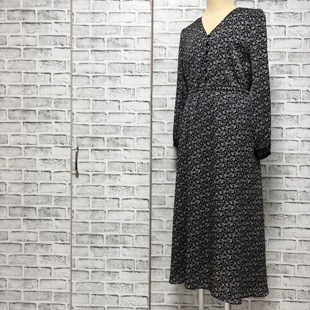 FRAY I.D フレイアイディー シャツワンピース ロング丈 花柄 ブラック