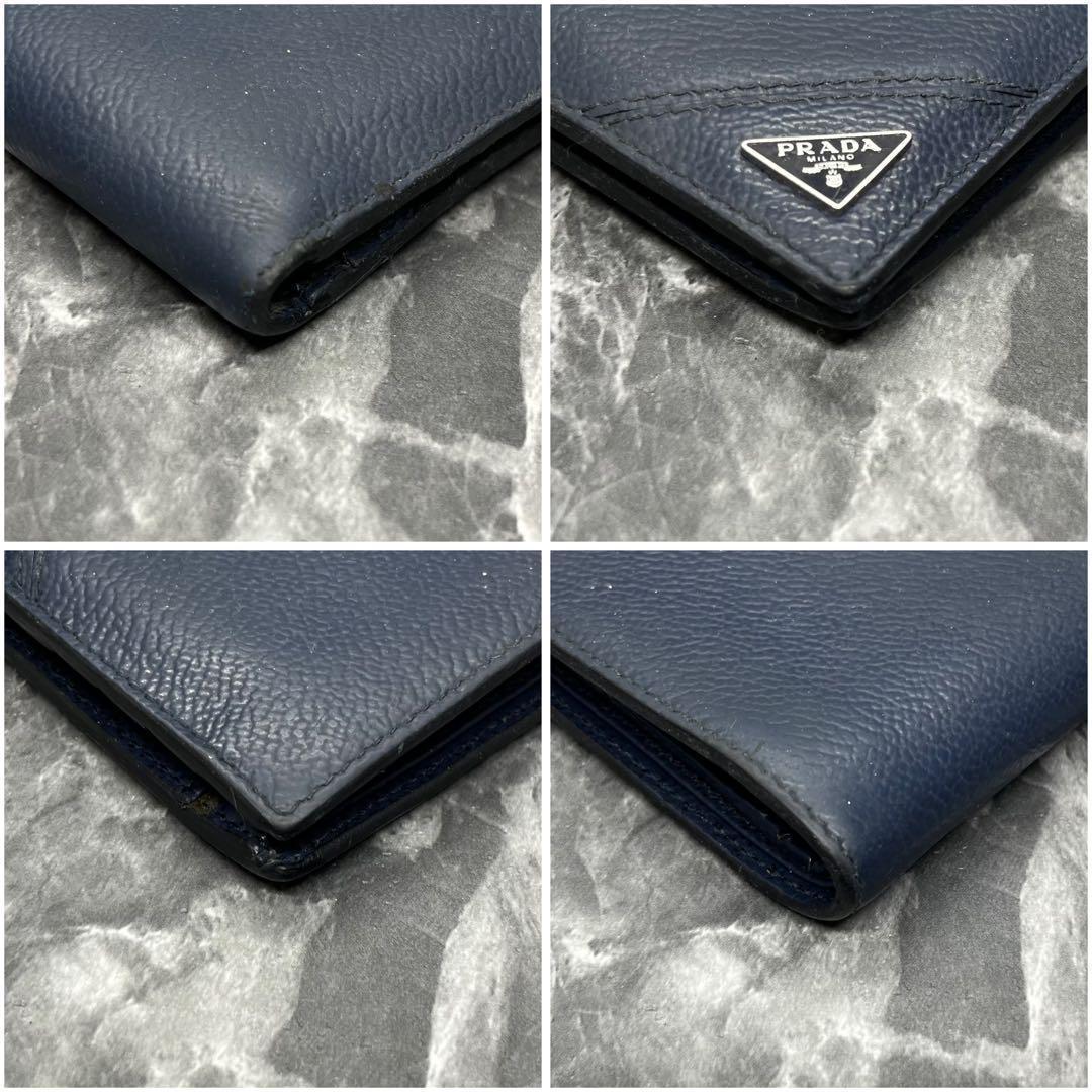 美品✨プラダ　二つ折り　財布　三角ロゴ カードケース　サフィアーノ　ブラック