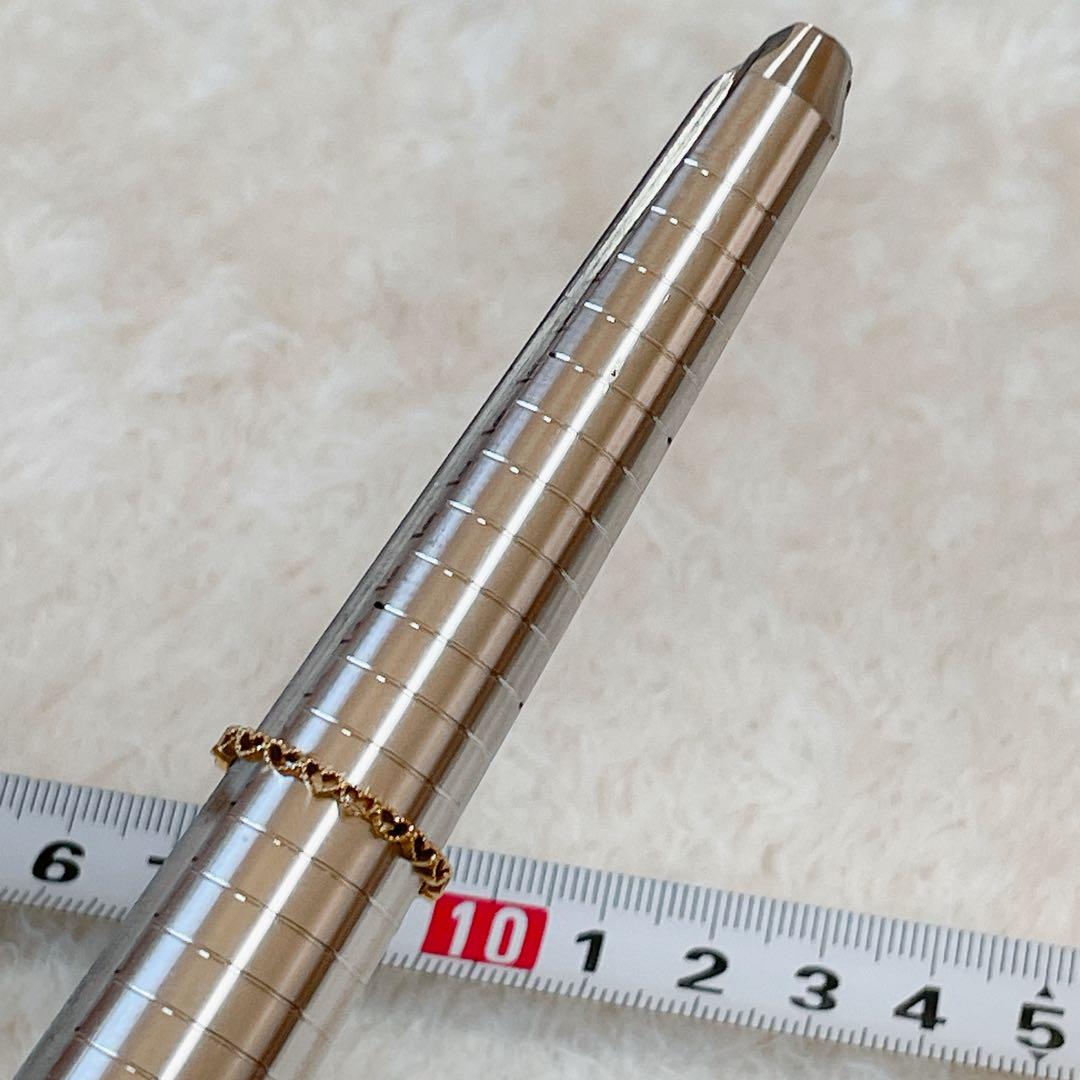 K10 イエローゴールド　透かし　ハート　リング　13号