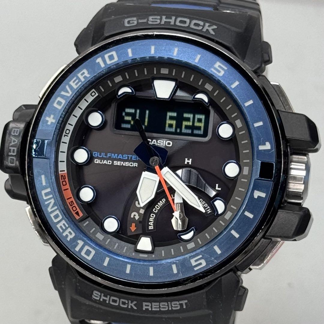 美品 G-SHOCK GWN-Q1000 ガルフマスター 電波ソーラー ブラック