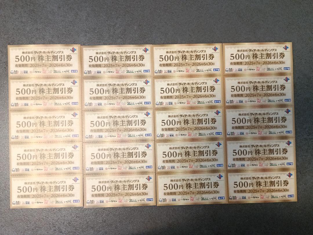 1000円毎500円利用可】ヴィアホールディングス 株主優待券 10,000円分