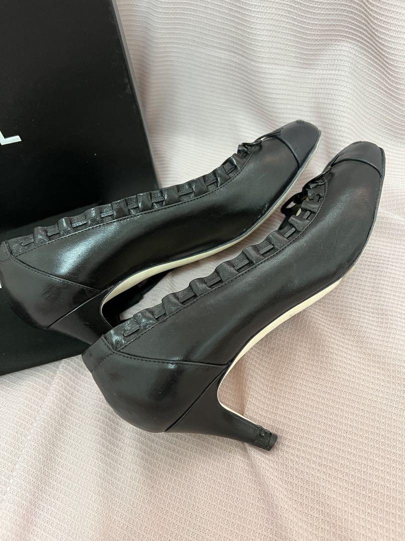 CHANEL⭐︎シャネル ブラック×ダークネイビー リボンパンプス 36