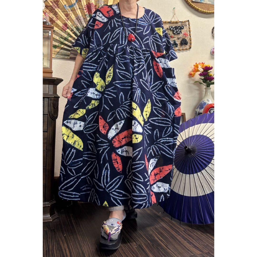 有松絞りのワンピース　　　着物リメイク