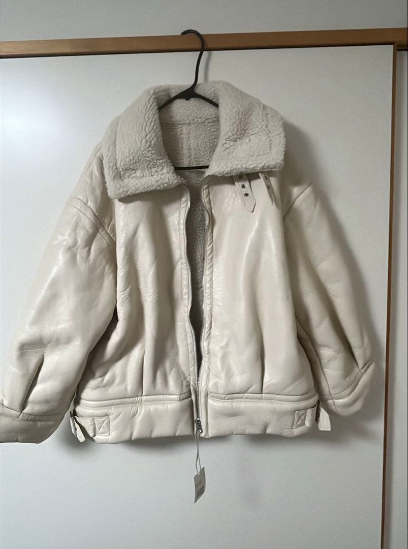 レザーボア ジャケット ホワイト レディース