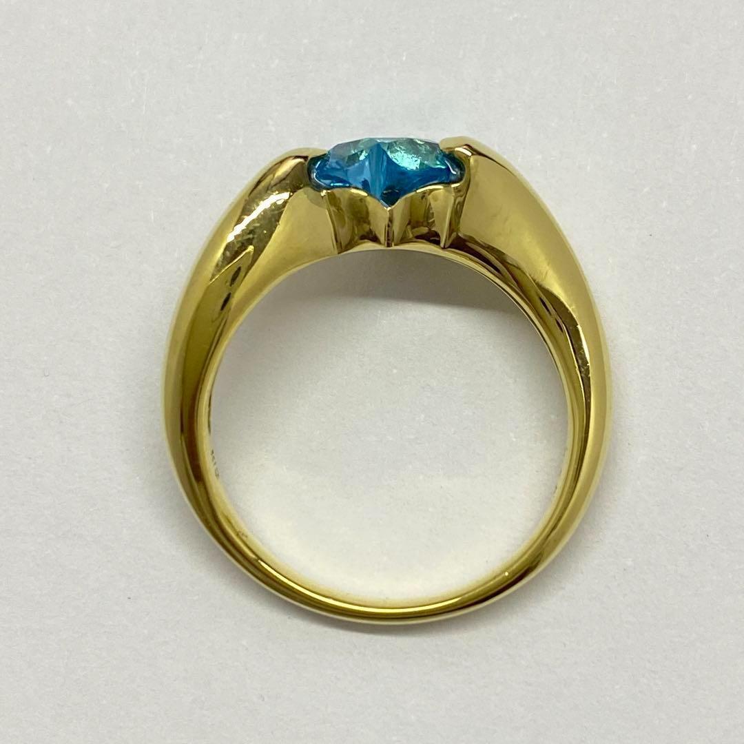 K18イエローゴールド　天然ブルートパーズリング　2.18ct　サイズ12号