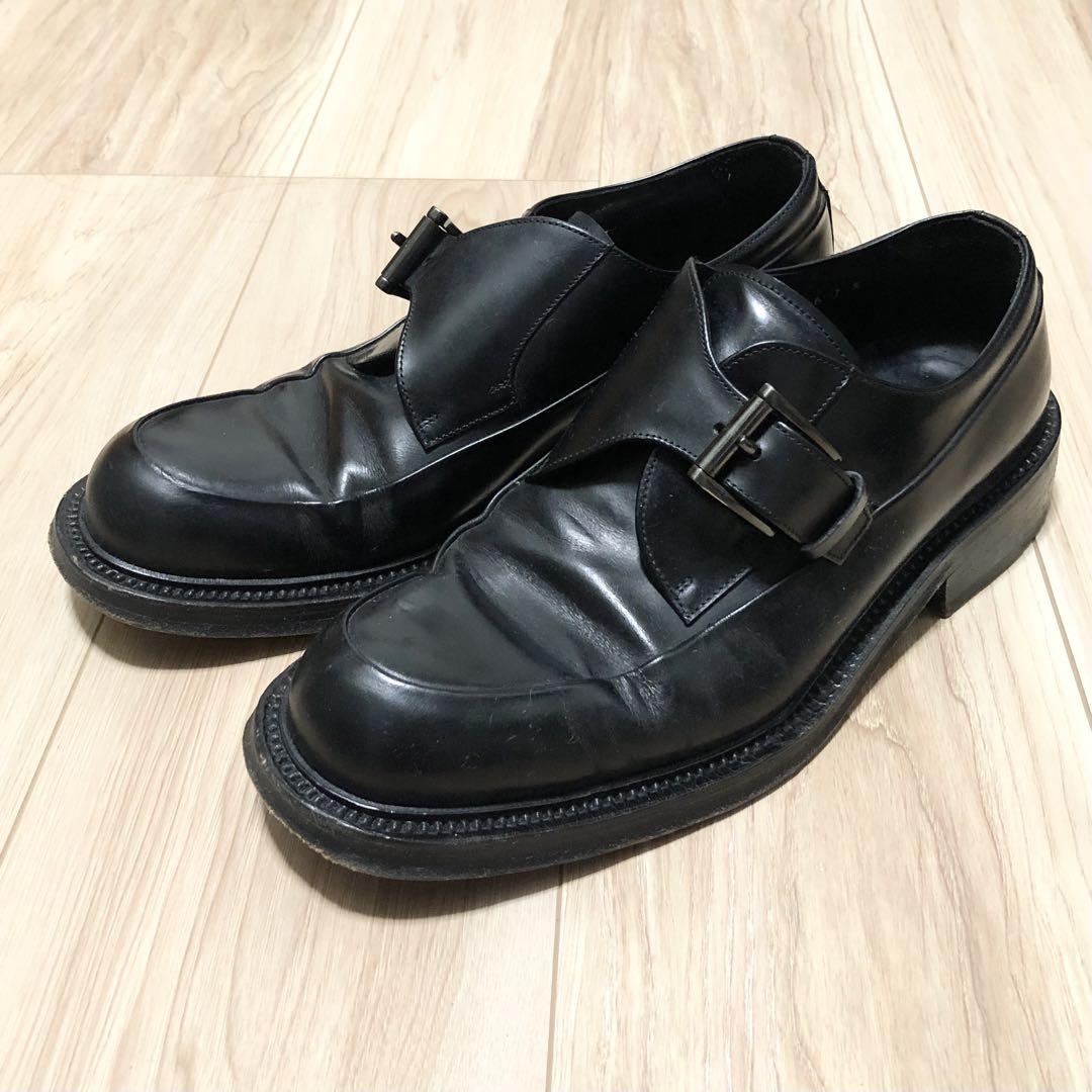 PRADA ビジネスシューズ　モンクストラップ　レザー　本革　革靴