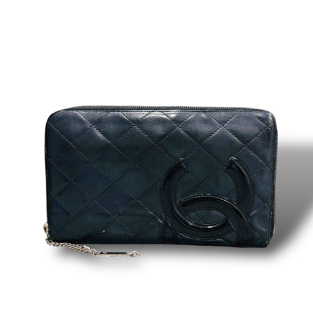 CHANEL シャネル カンボンライン 長財布 オーガナイザー ジッピー 黒