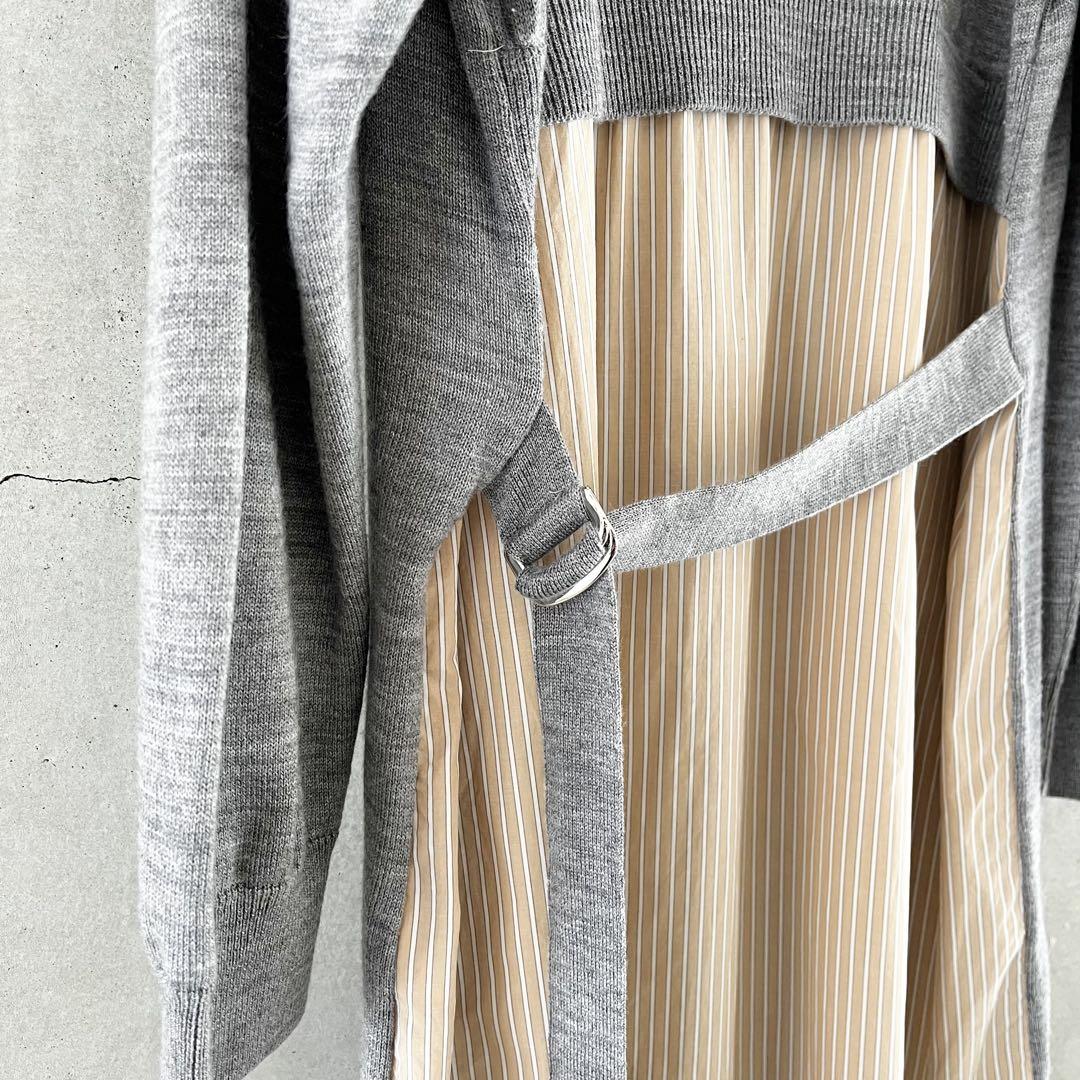 美品】MuNichミューニック ニット×ブロードVネックチュニック