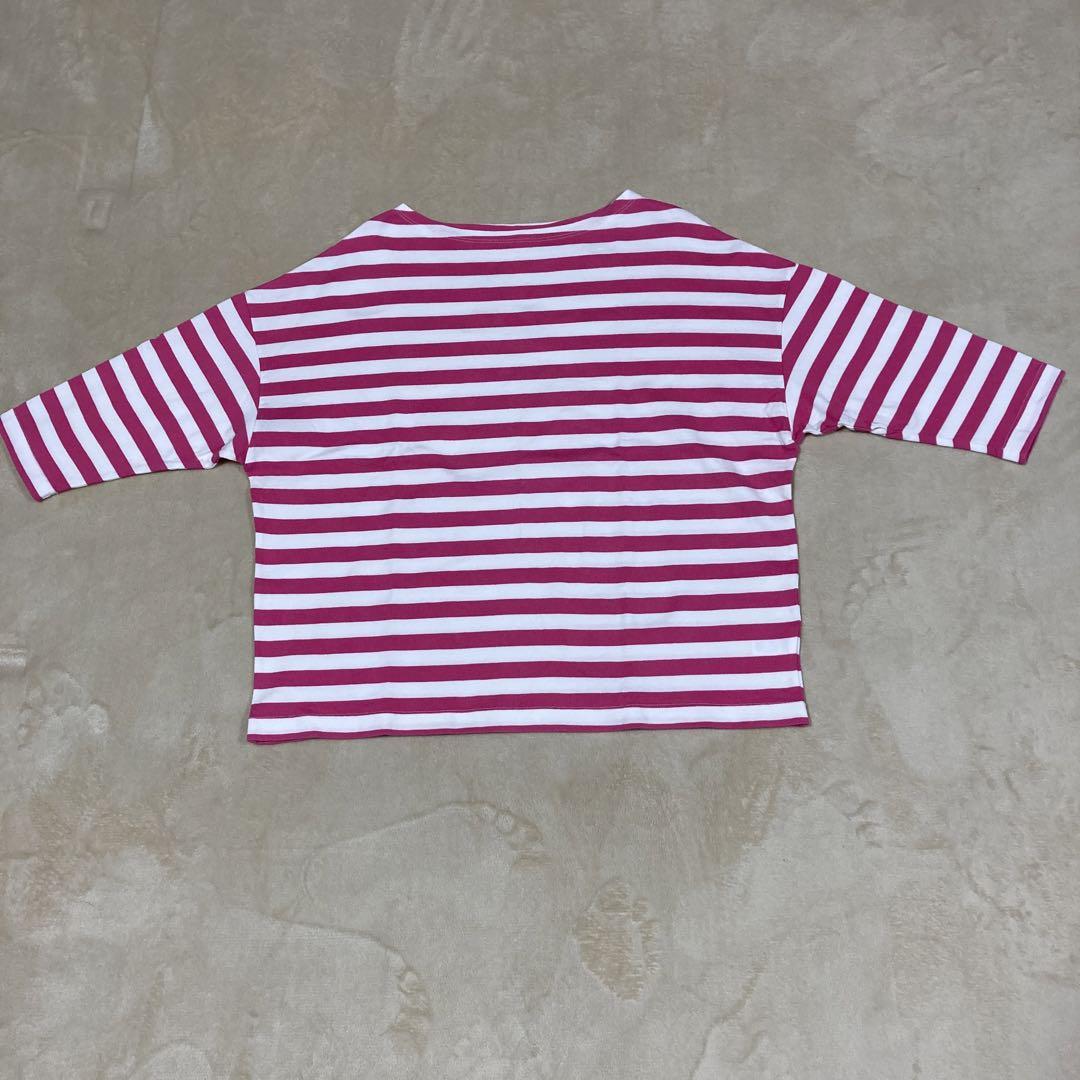maillot ピンクと白のストライプ Tシャツ 7分丈