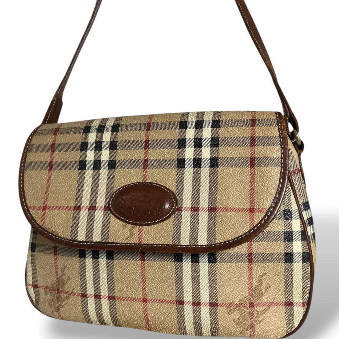 良品　BURBERRY　ショルダーバッグ　ノバチェック　カメラバッグ　バーバリー