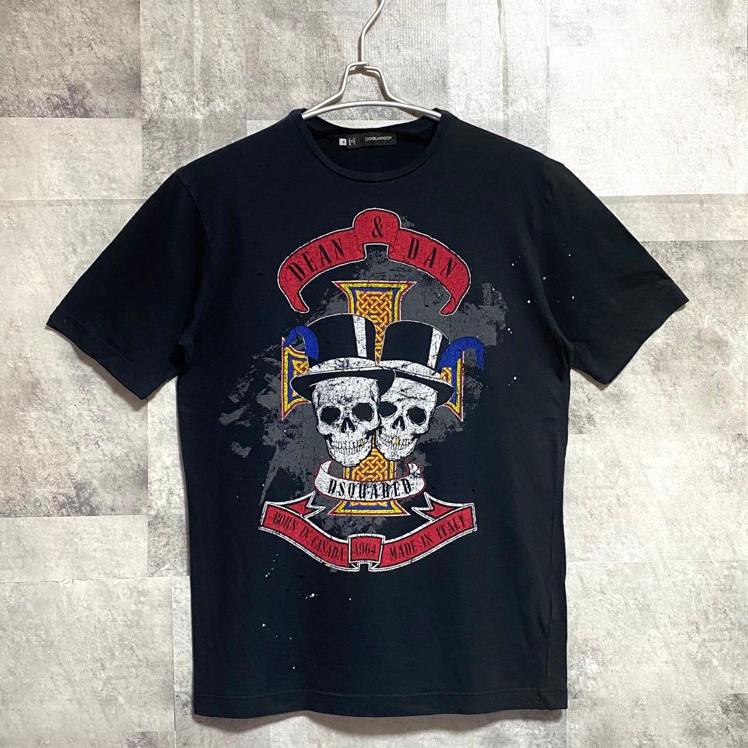 ディースクエアード　DSQUARED2 ダメージ加工Tシャツ　Sサイズ大きめ 美品dsquared ダメージ加工半袖 Tシャツ ホワイト⁄レッド DSQUARED2