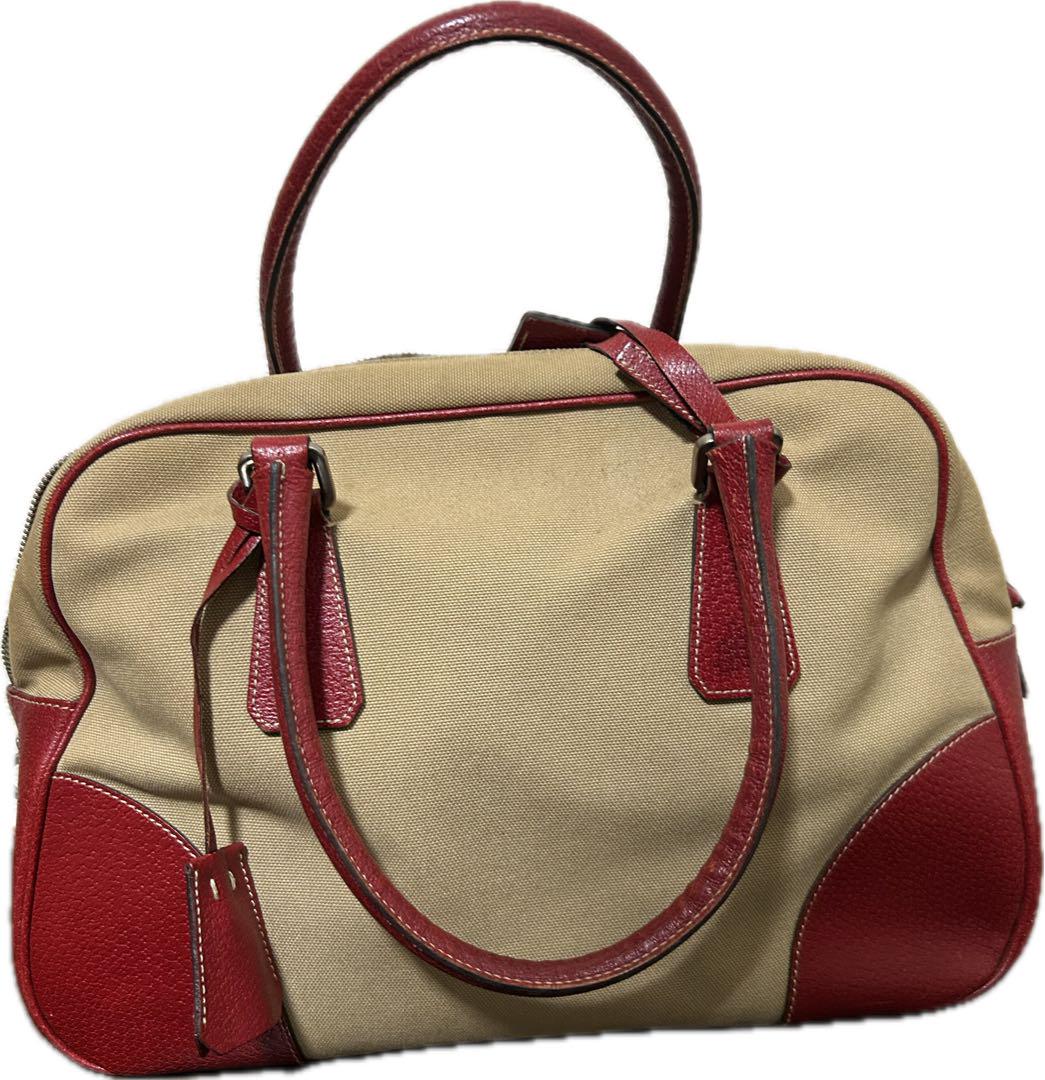 バッグ PRADA canvas leather hand bag