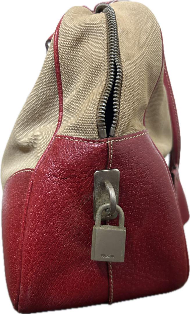 バッグ PRADA canvas leather hand bag