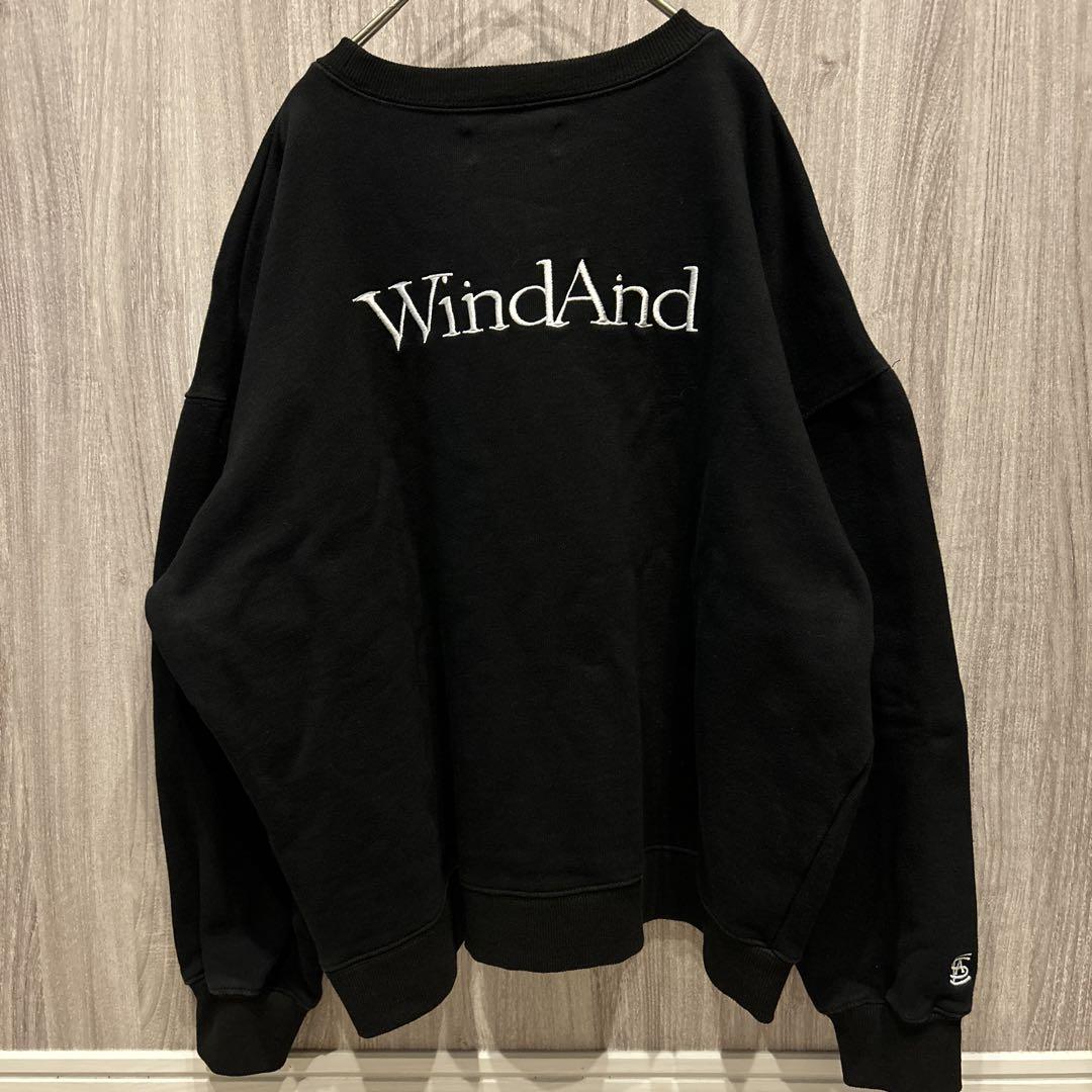 美品】WIND AND SEA ビッグ刺繍ロゴ ブラック スウェット 古着 L