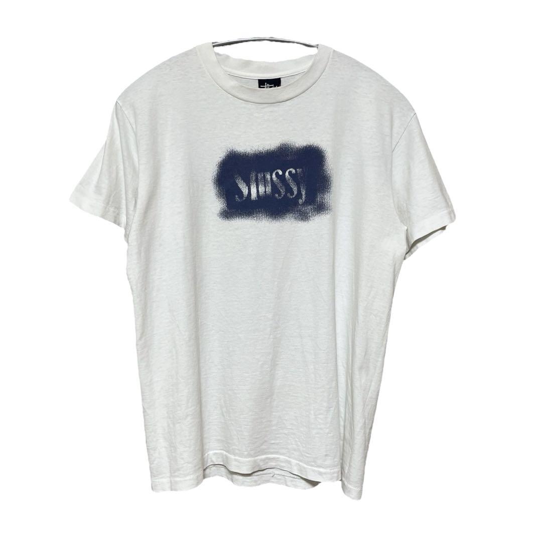90sオールド ステューシー スプレー プリントTシャツ 紺タグ USA製