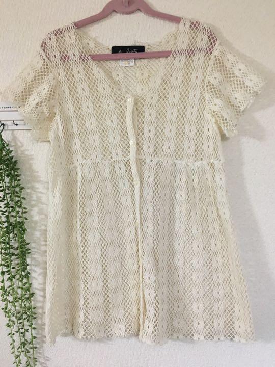 MARY QUANT レトロ花柄レースカーディガン マリークワント