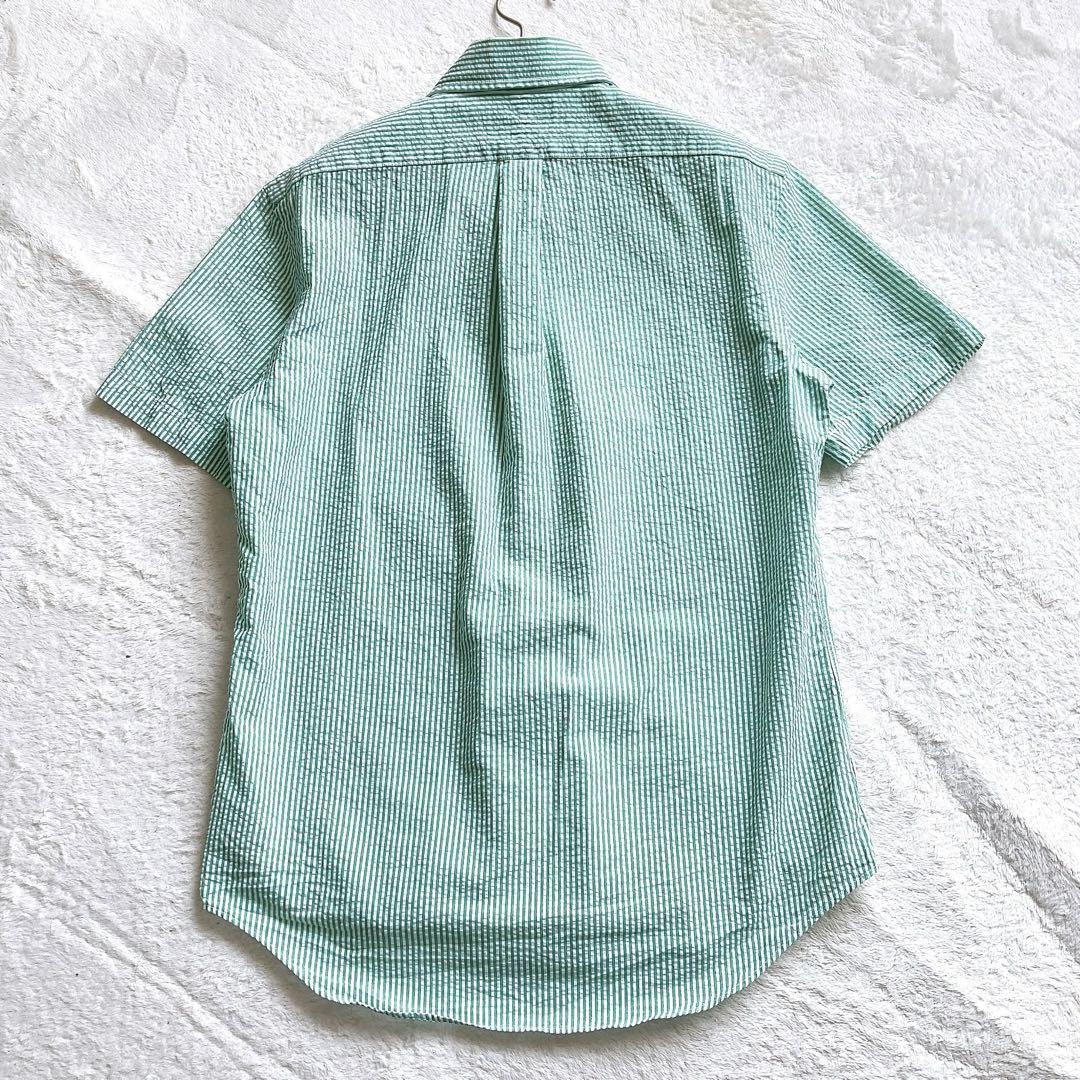 美品 ポロラルフローレン ボタンダウンシャツ 半袖 刺繍 シアサッカー XL