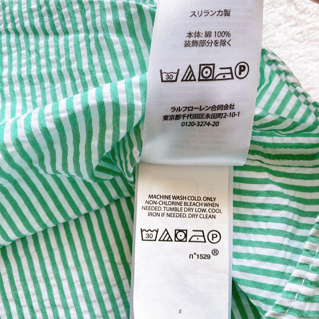 美品 ポロラルフローレン ボタンダウンシャツ 半袖 刺繍 シアサッカー XL