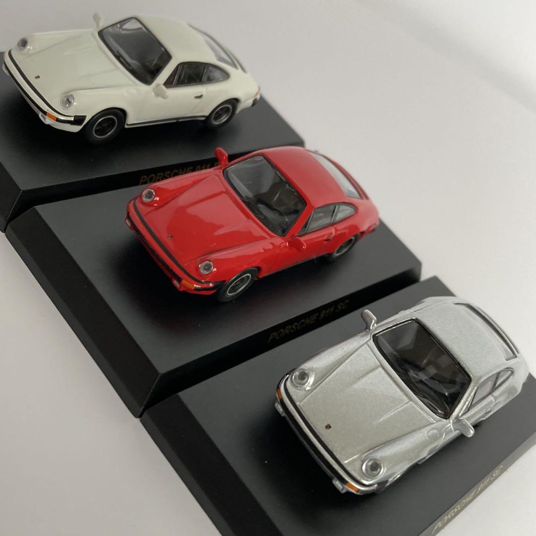 絶版人気　京商　ポルシェ 911 3色セット1/64 カード付　美品