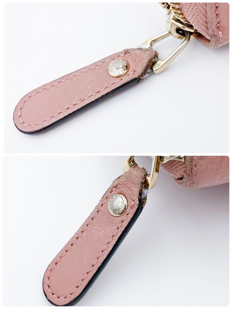 GUCCI グッチシマ ラウンドジップ ロングウォレット マイクロGG ピンク