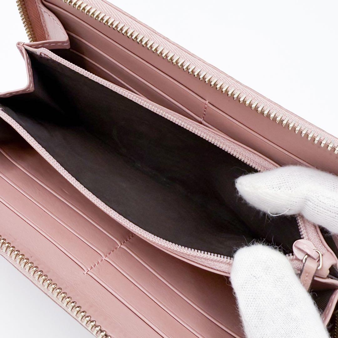 GUCCI グッチシマ ラウンドジップ ロングウォレット マイクロGG ピンク
