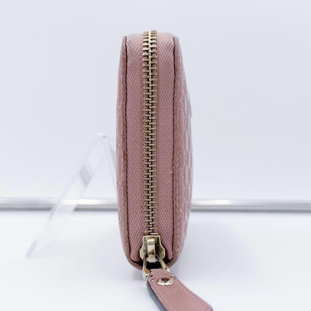 GUCCI グッチシマ ラウンドジップ ロングウォレット マイクロGG ピンク