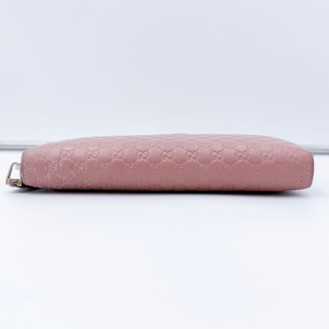 GUCCI グッチシマ ラウンドジップ ロングウォレット マイクロGG ピンク