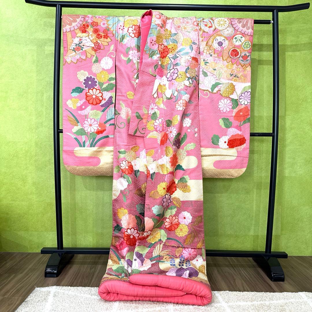 花柄刺繍 ピンク 系 色打掛目立った傷や汚れなし