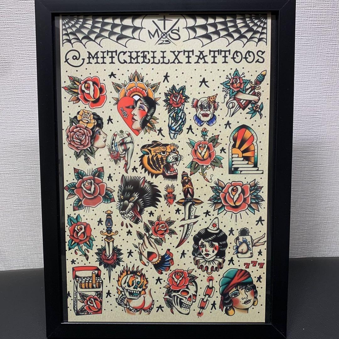 ☆タトゥーフラッシュ20種類☆/A4額縁付き/刺青/アート/TATTOO