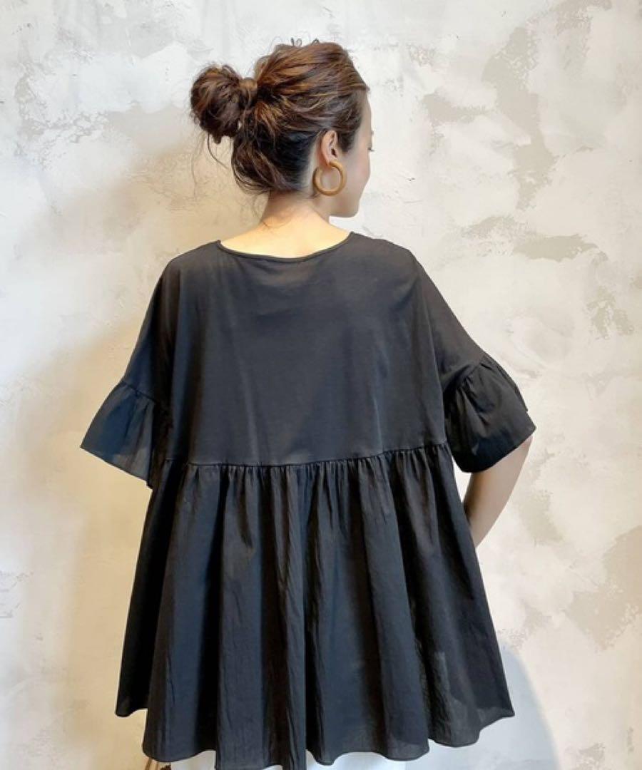 BEARDSLEY 布帛コンビギャザーカットソー美品