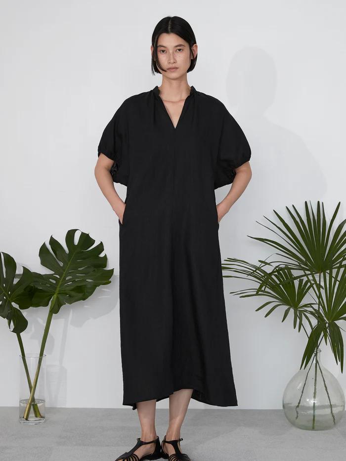 美品★TICCA｜定価3,3万 24SS リネンバルーンスリーブワンピース 美品☆TICCA｜定価3,3万 24SS リネンバルーンスリーブワンピース