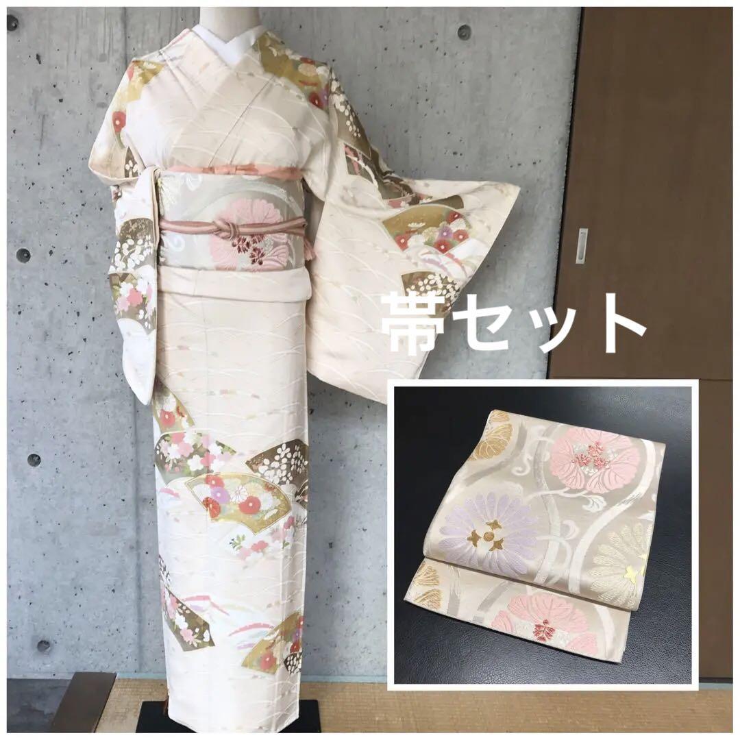 【訪問着＋袋帯】正絹　訪問着　花柄　金駒　袋帯セット　B品