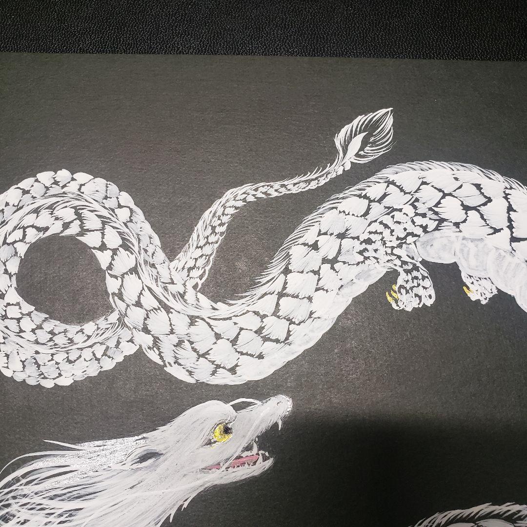 No.395 絵画 阿吽の龍 龍神様  龍神  白龍 開運絵画 白龍様 双龍