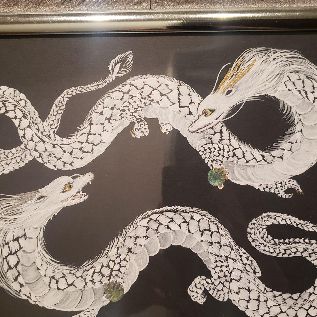 No.395 絵画 阿吽の龍 龍神様  龍神  白龍 開運絵画 白龍様 双龍