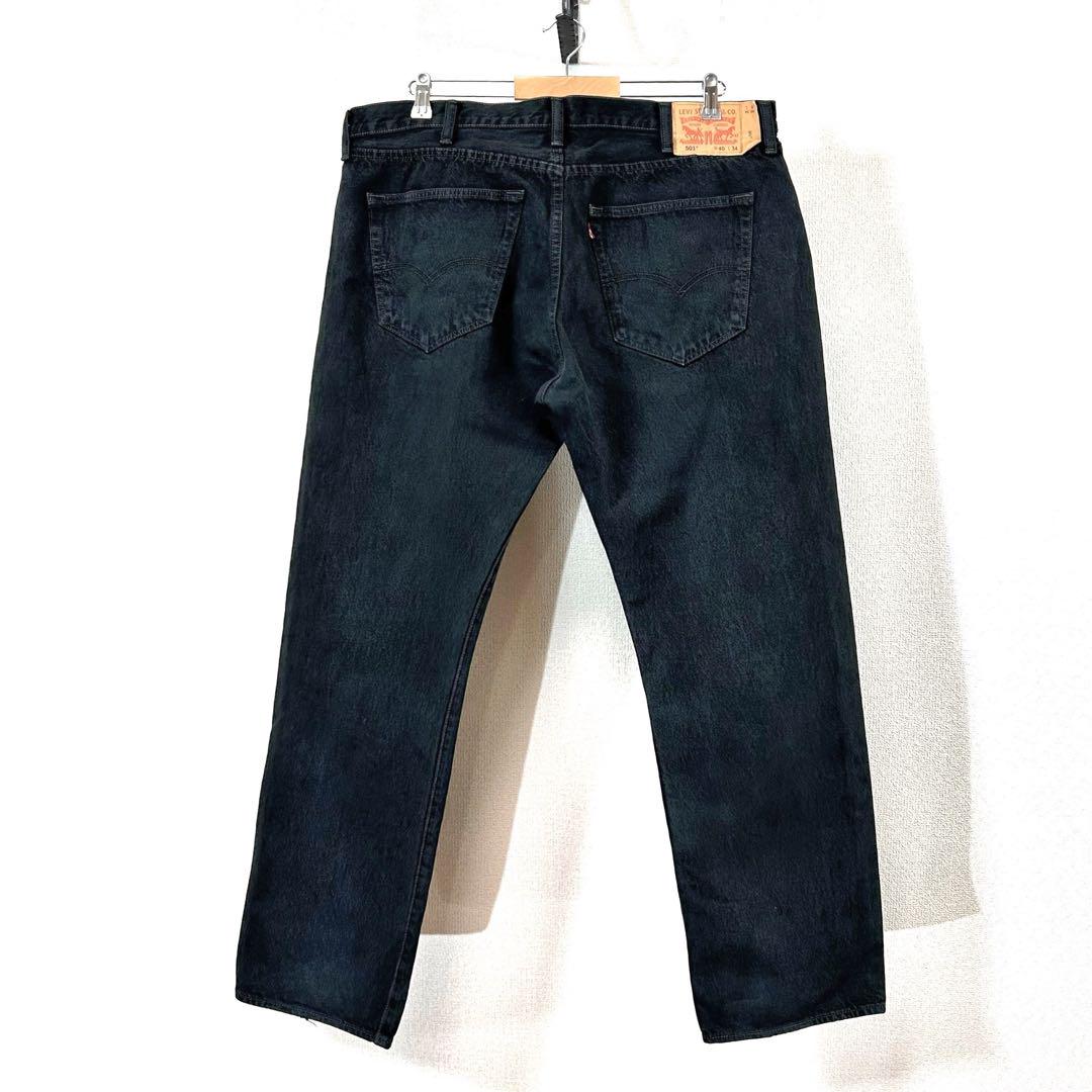 リーバイス501ブラックデニムパンツ黒ロゴワイドGパンw40アメリカUS古着