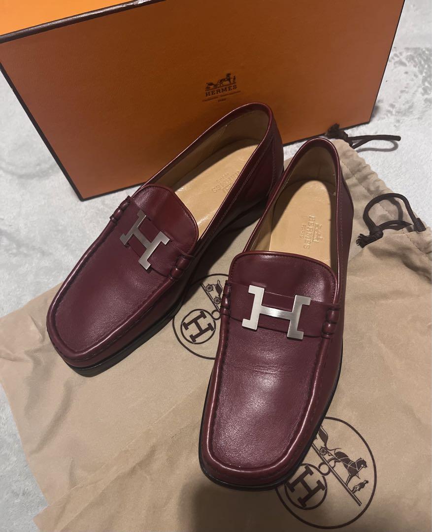 とも【極上美品】HERMESコンスタンスモカシンローファー　ボルドー