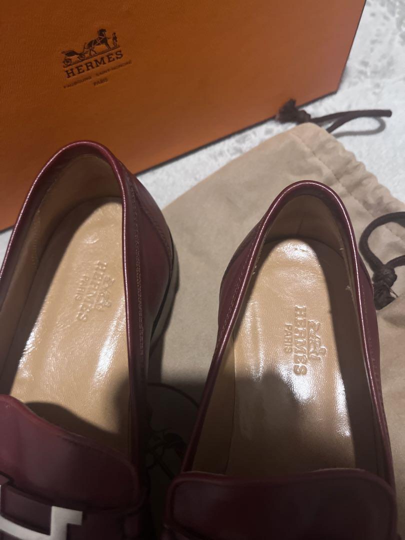 とも【極上美品】HERMESコンスタンスモカシンローファー　ボルドー