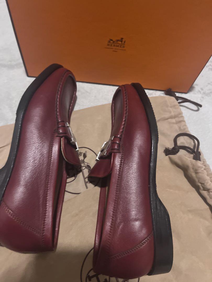 とも【極上美品】HERMESコンスタンスモカシンローファー　ボルドー