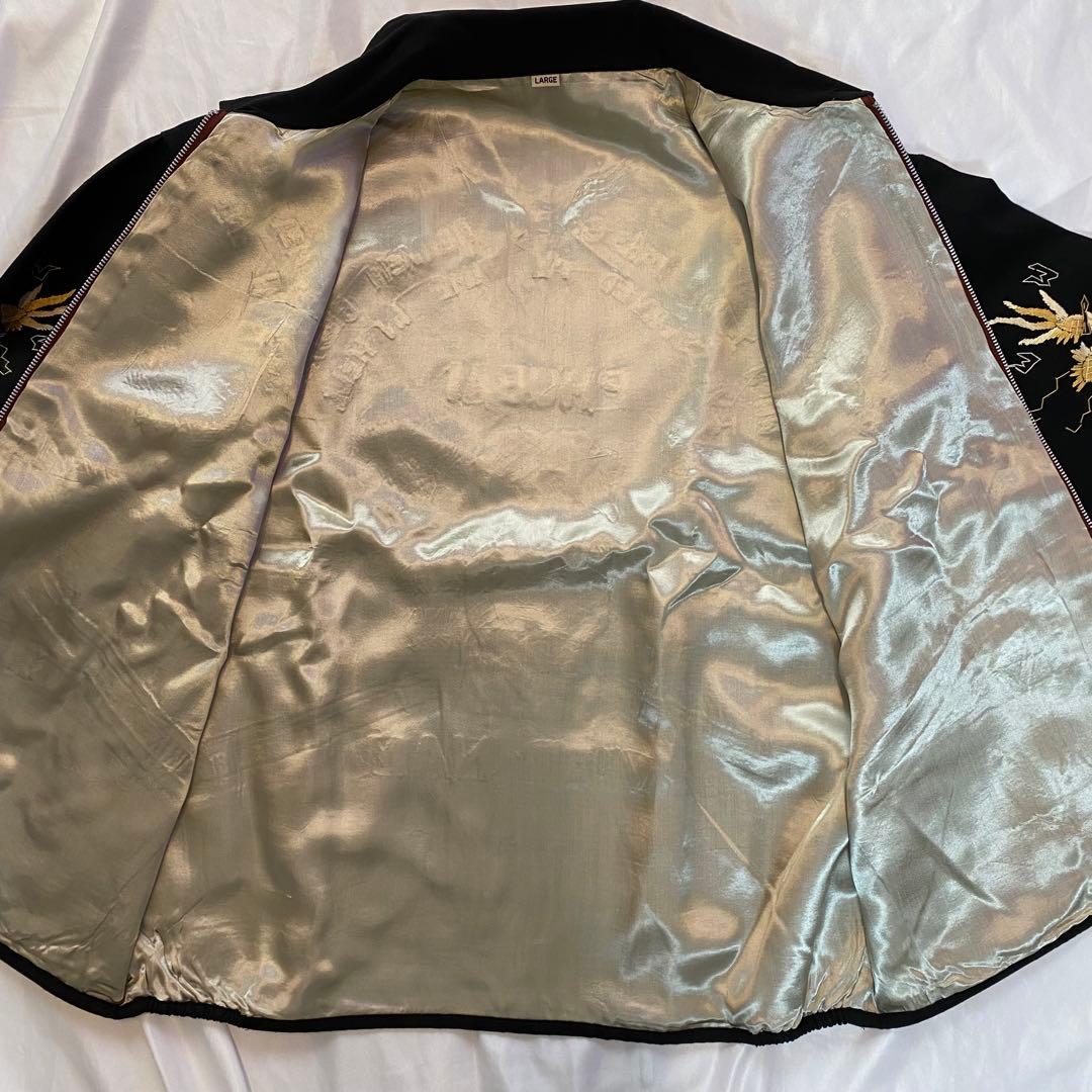 ベトジャン スカジャン ジャケット ミリタリー 黒 ジップアップ L 55 ベトジャン スカジャン ジャケット ミリタリー 黒 ジップアップ L 55