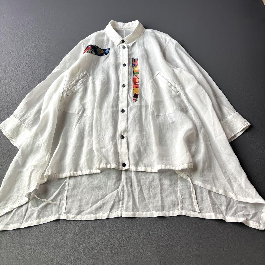 センソユニコ　長袖ロングシャツ　チュニック　リネンブレンド　オーバーサイズ