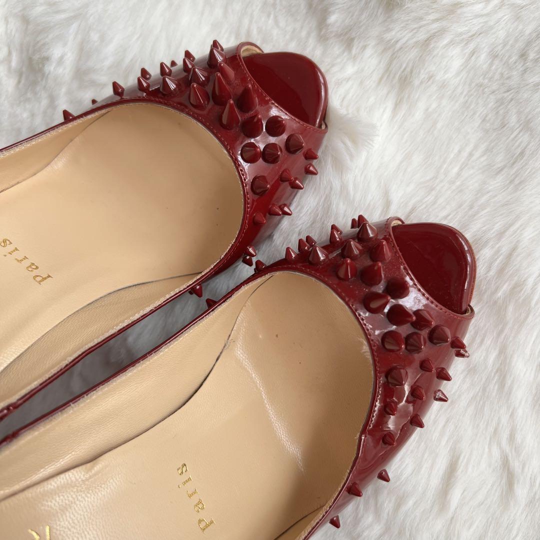 美品　クリスチャンルブタン　フラットシューズ　パンプス　スタッズ　レッドソール 美品 希少 Christian Louboutin スタッズ パンプス レッド