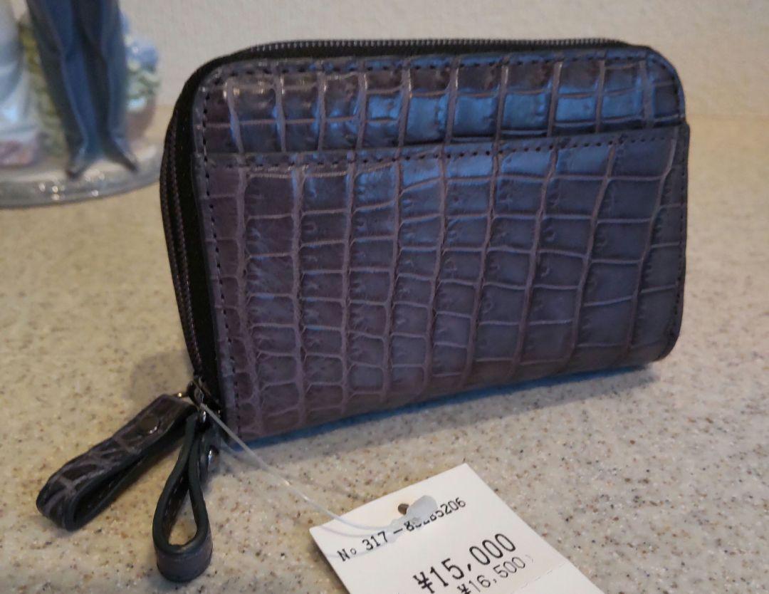 【新品】クロコダイル 定価16500円 グレー 小銭カード入 男女OK